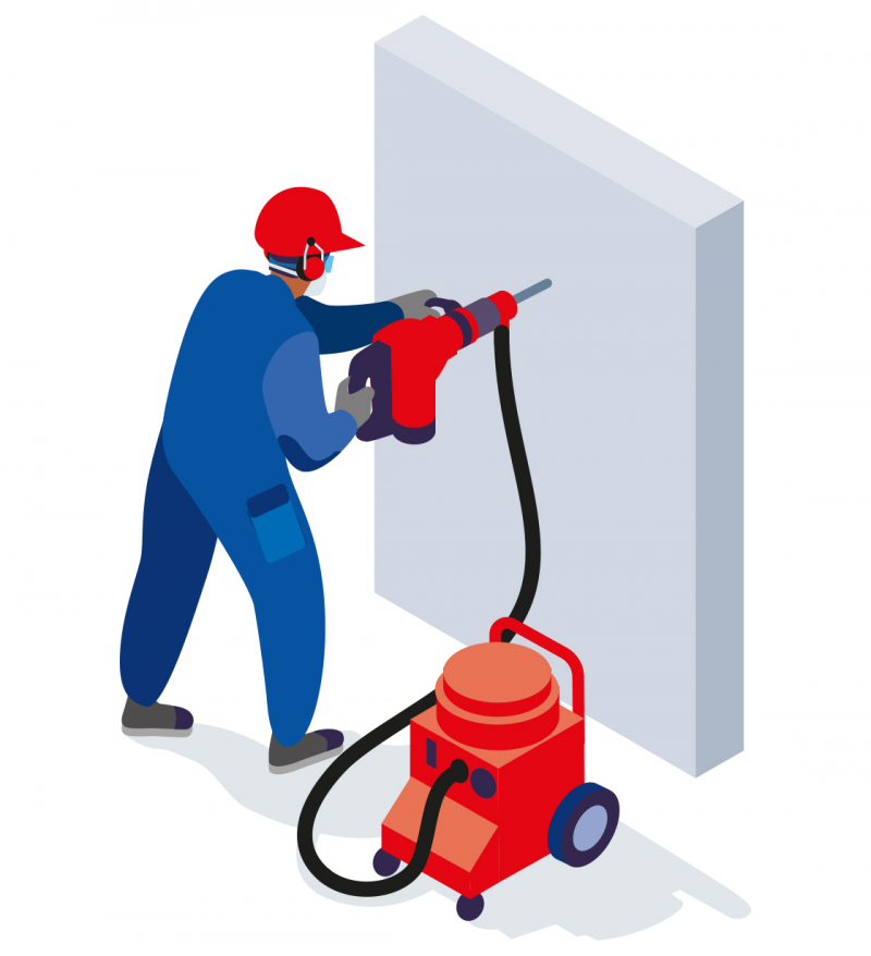 Percer des voiles béton contenant de la silice cristalline