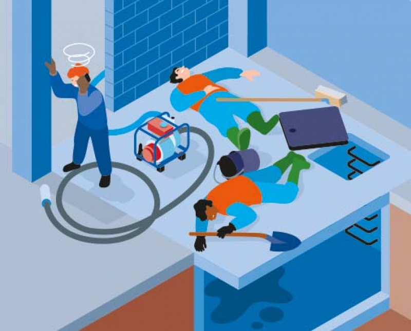 Intoxiqués au cours du nettoyage d’un bassin de rétention d’eau