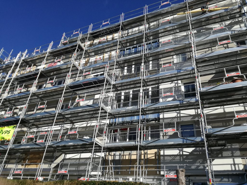 S929 - Vue d'ensemble de l’échafaudage de façade