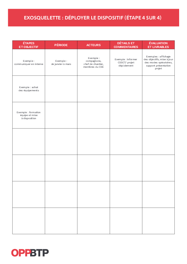 Intégrer un exosquelette : déployer le dispositif (étape 4 sur 4)