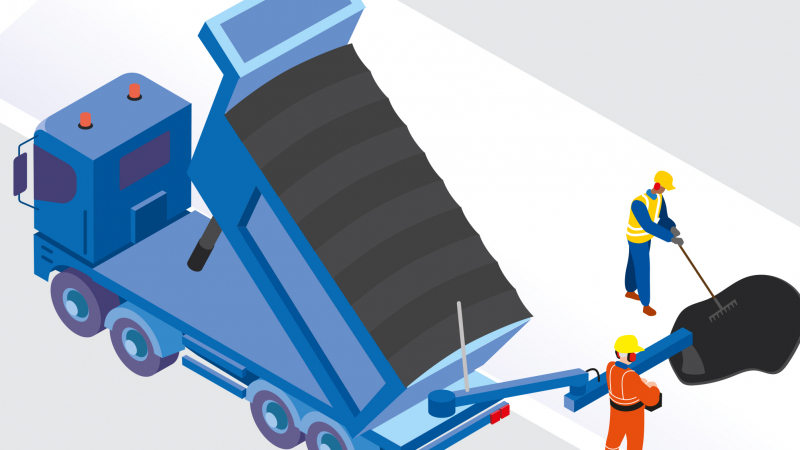 Transporter des enrobés à l’aide d’un camion benne équipé d’un convoyeur