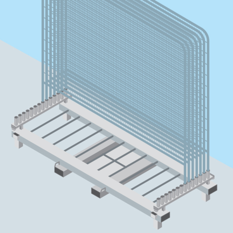 Un rack mobile pour faciliter le transport et le stockage des clôtures de chantier