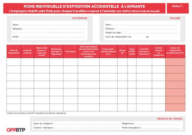 Tracer l'exposition accidentelle à l'amiante d'un salarié