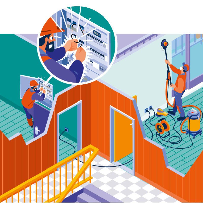 Électrisé sur un raccordement de tableau d'abonné