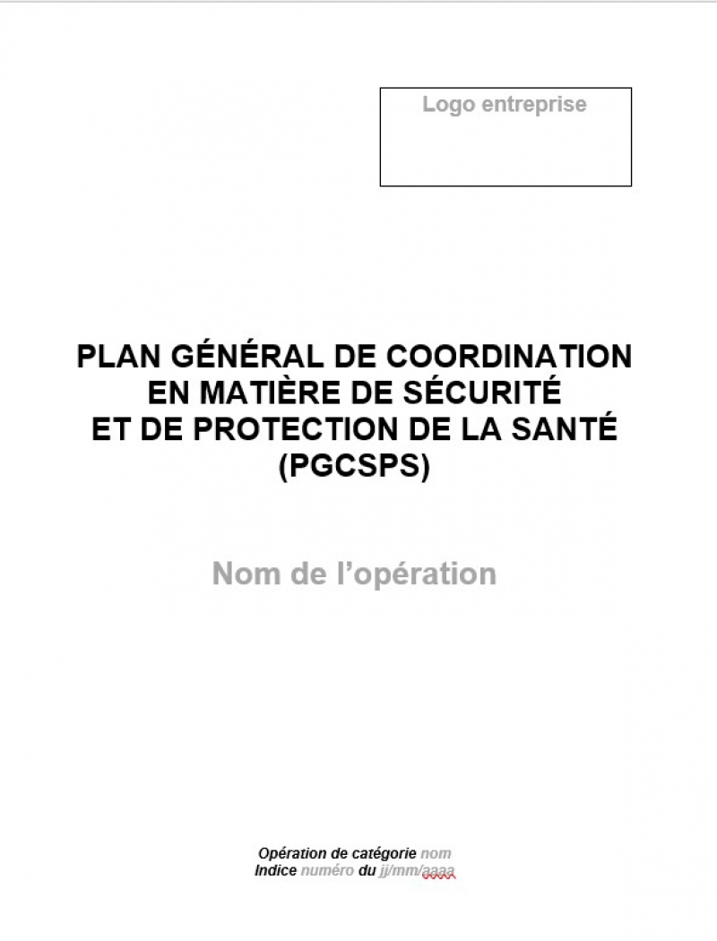 J'établis mon plan général de coordination en matière de sécurité et protection de la santé (PGCSPS)