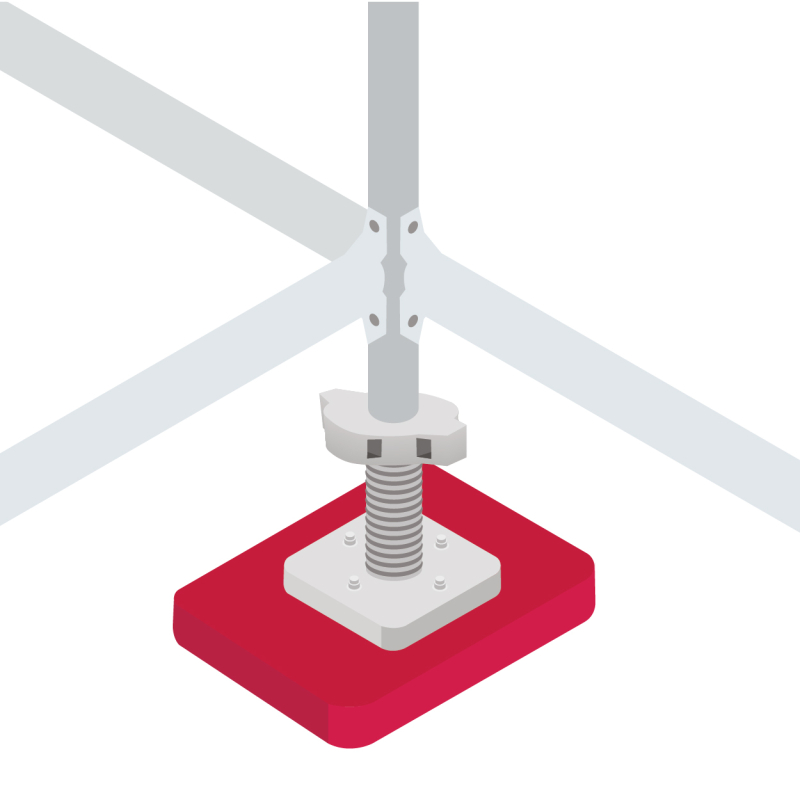 Faciliter le calage de pied des échafaudages grâce à des cales en plastique légères