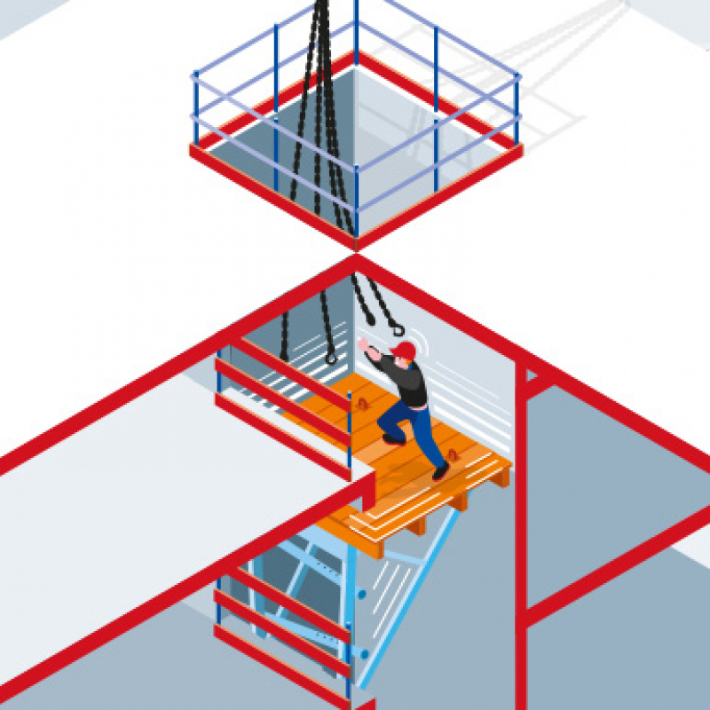 Chute de la plate-forme d'un ascenseur