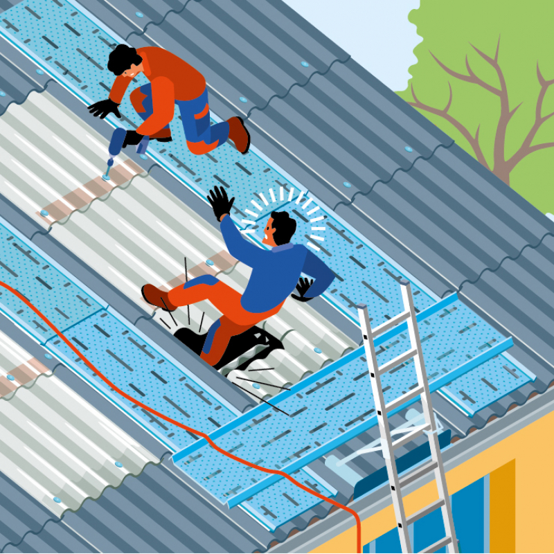 Chute à travers une plaque translucide