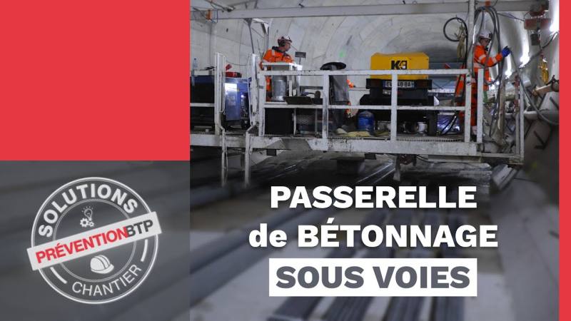 Passerelle de travail dans tunnel et de bétonnage sous voies