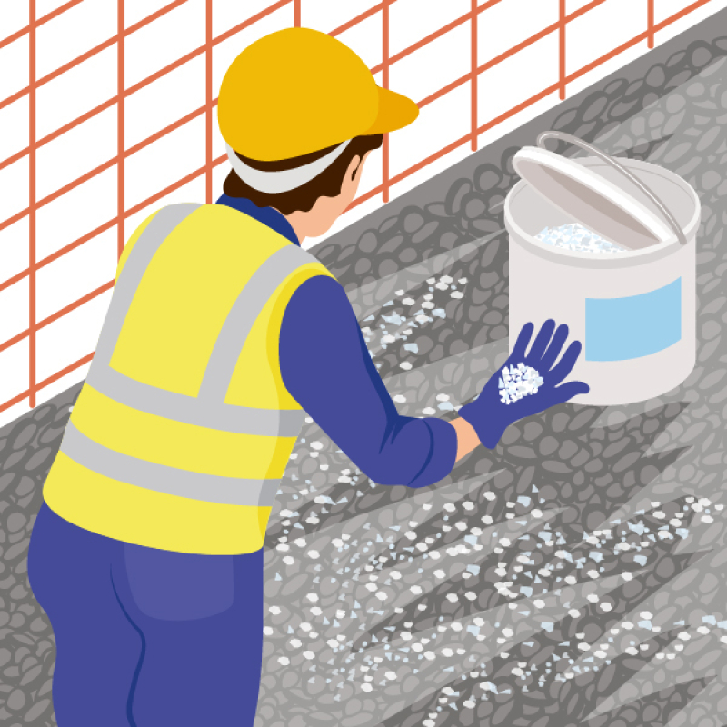 Déverglacer les sols du chantier avec un produit sans dilution ni danger pour la santé