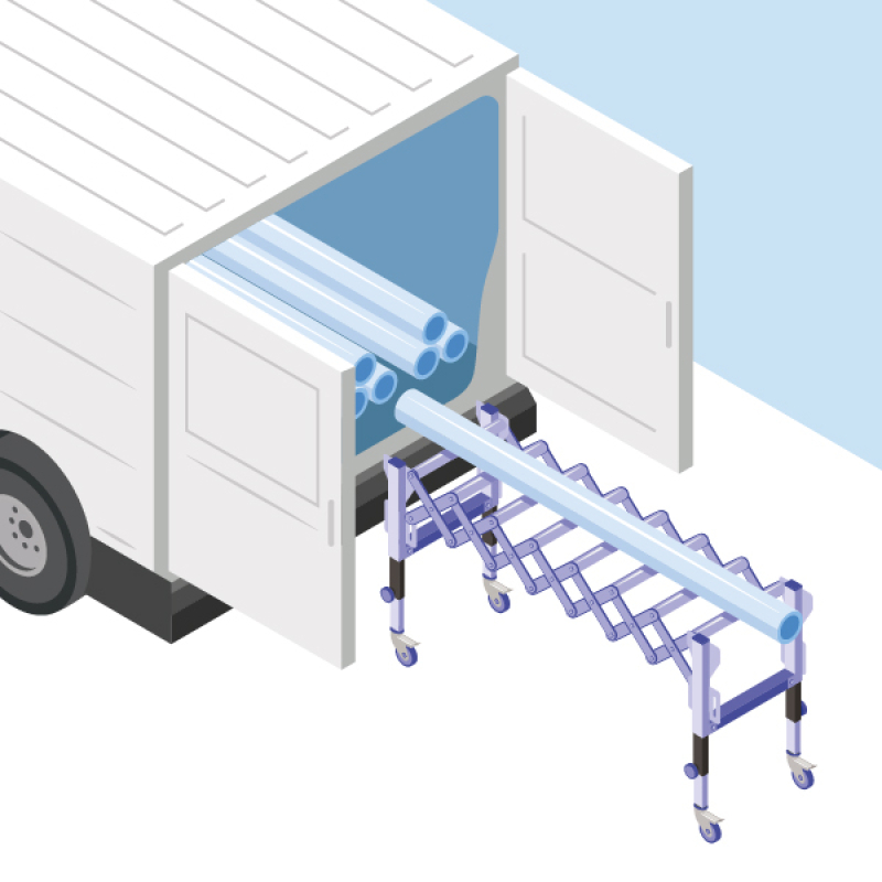 Faciliter la manutention de matériaux sur chantier grâce au convoyeur à rouleaux rétractable
