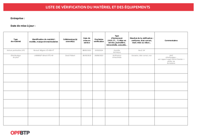 Je structure et je vérifie : lister et réaliser les vérifications du matériel et engins de chantier