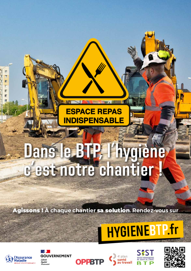 Espace repas indispensable dans les travaux publics - Dans le BTP, l'hygiène c'est notre chantier !