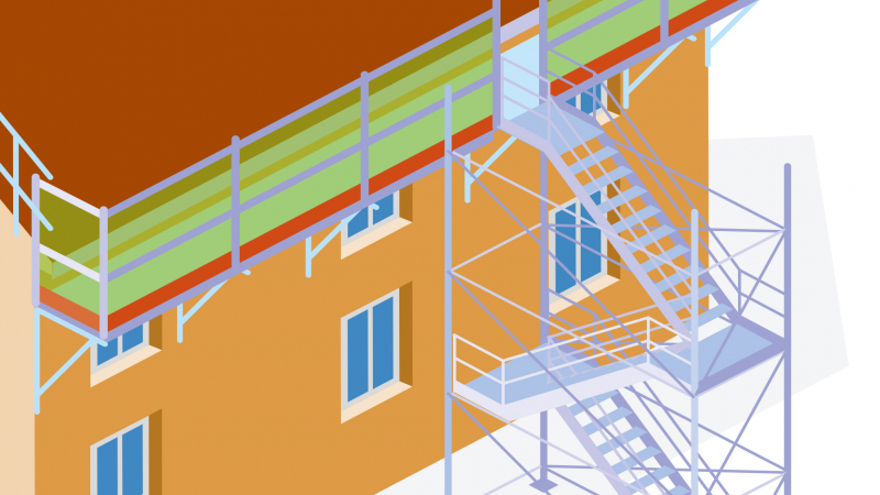 Sécurisation des chantiers de couverture : une tour escalier pour un accès facile et sûr aux échafaudages