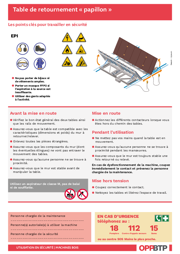 Table de retournement « papillon » : j’identifie les points clés pour l’utiliser en sécurité