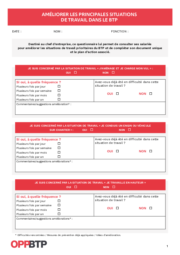 J’améliore les principales situations de travail dans le BTP