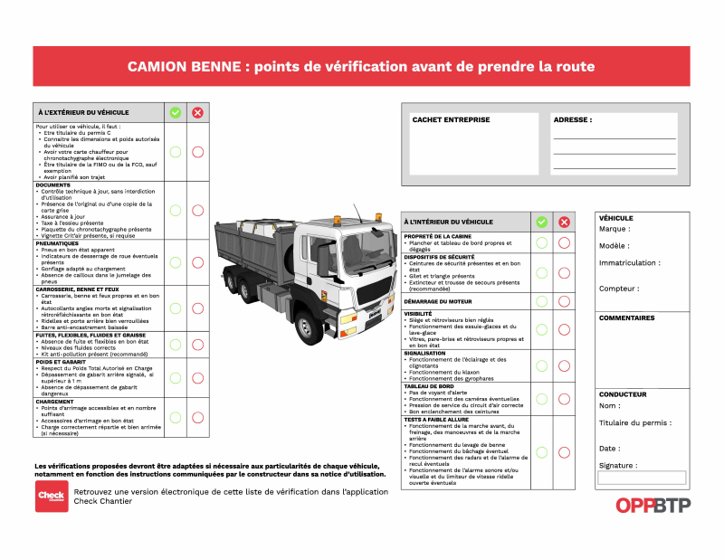 Vérifications d'un poids lourd avant de prendre le volant : check-list