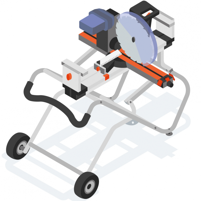 Support mobile pour déplacer une scie à onglet