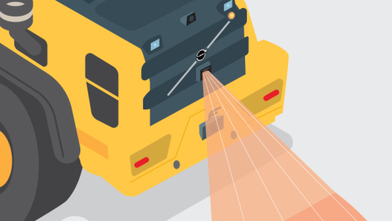 Détecter automatiquement les obstacles lors du recul de la chargeuse sur pneus