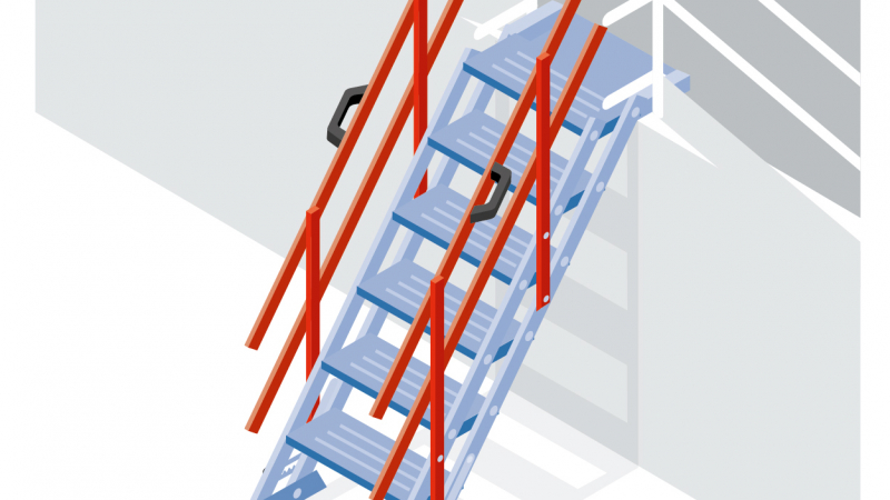 Un escalier de chantier d'accès temporaire pour plateforme