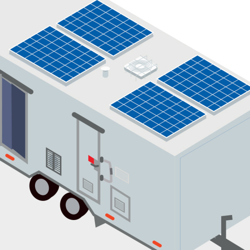 Une base vie VRS avec panneaux photovoltaïques