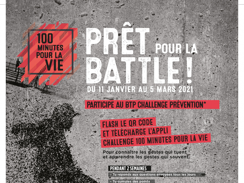 100 minutes pour la vie, un challenge 100 % mobile pour sensibiliser les élèves et apprentis du BTP à la prévention des risques