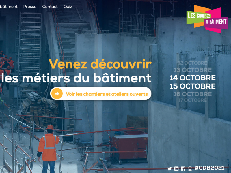 A vos agendas ! L’édition 2021 des Coulisses du bâtiment aura lieu les 14 et 15 octobre