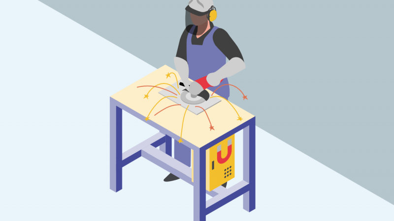 Fixer les pièces sur la table à meuler avec des aimants