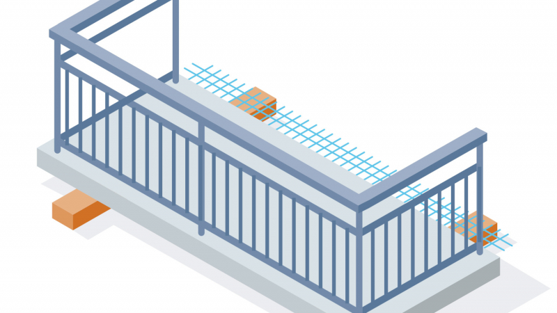 Poser des garde-corps sur les balcons avant leur mise en place en hauteur