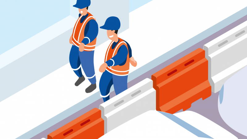 Réaliser le balisage d'un chantier urbain à l'aide de séparateurs modulaires de voie de type K16 (Baliroad ®)