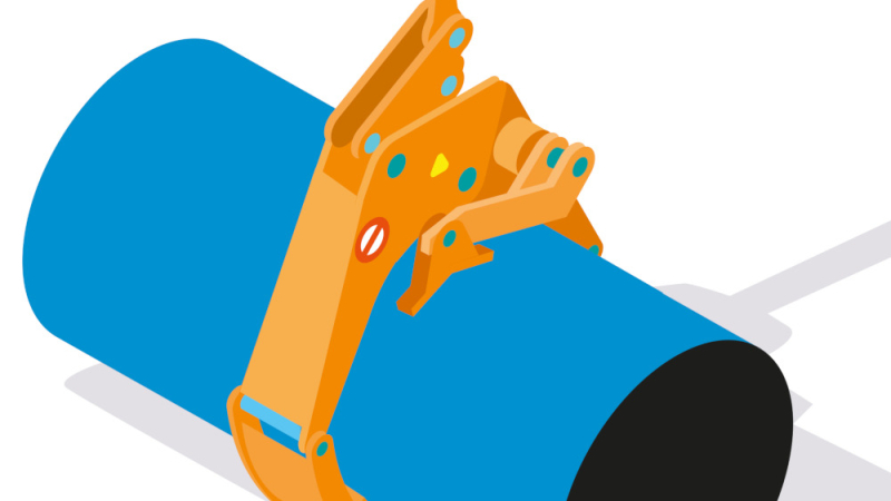 Une pince pour la manutention mécanisée des tuyaux de grandes dimensions