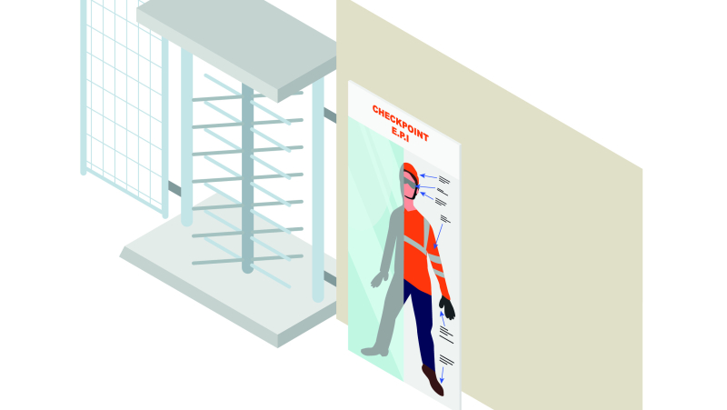 Un miroir pour contrôler ses EPI avant l'accès au chantier