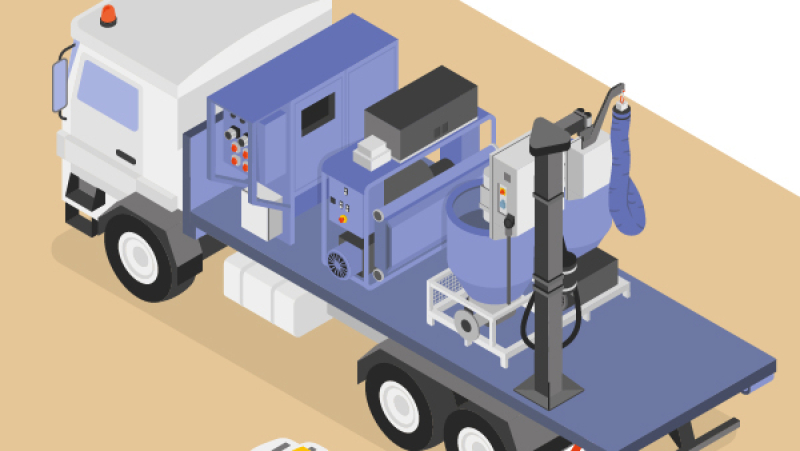 Un poste de centrale d'injection monté sur un plateau sur berce