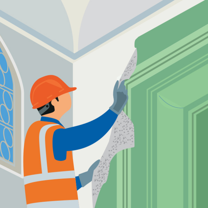 Un produit pelable composé de latex pour le nettoyage sans eau des pierres de taille