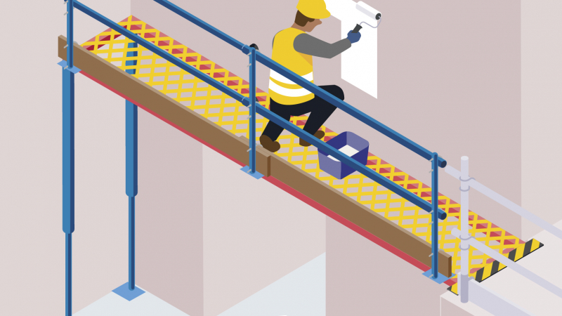 Une plateforme de travail antichute pour les travaux dans les cages d’escalier