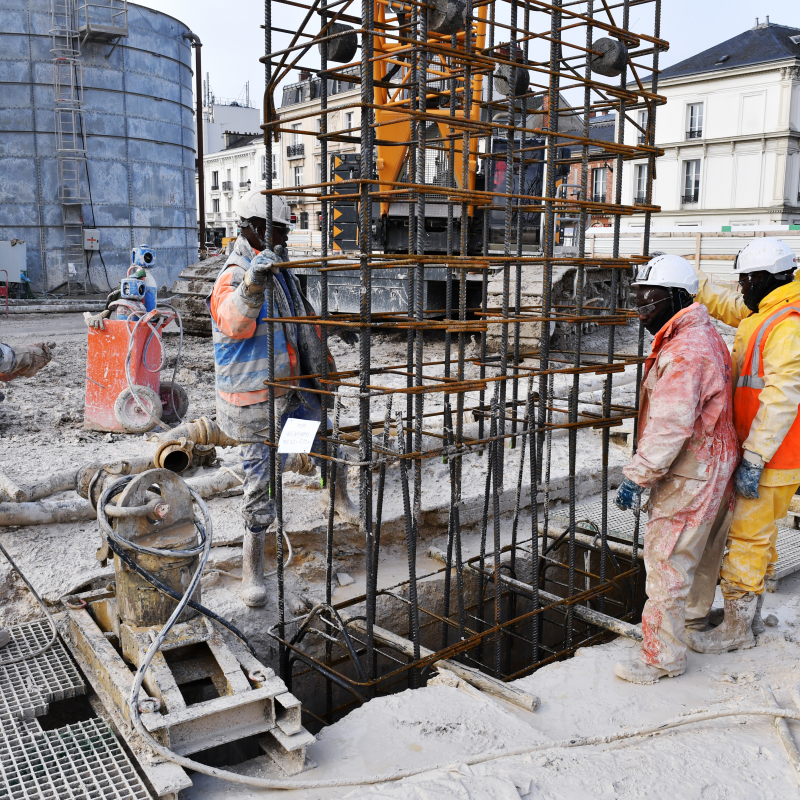 Parking souterrain d'Épernay : gestion des travaux de soutènement en paroi moulée