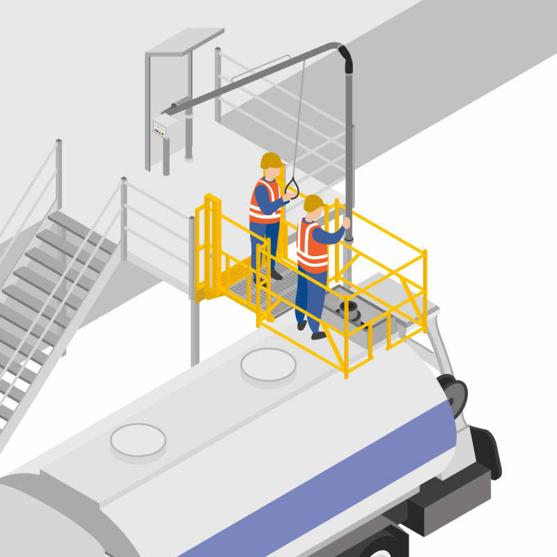 Sécuriser l'accès au dôme des camions citernes avec une passerelle abattante