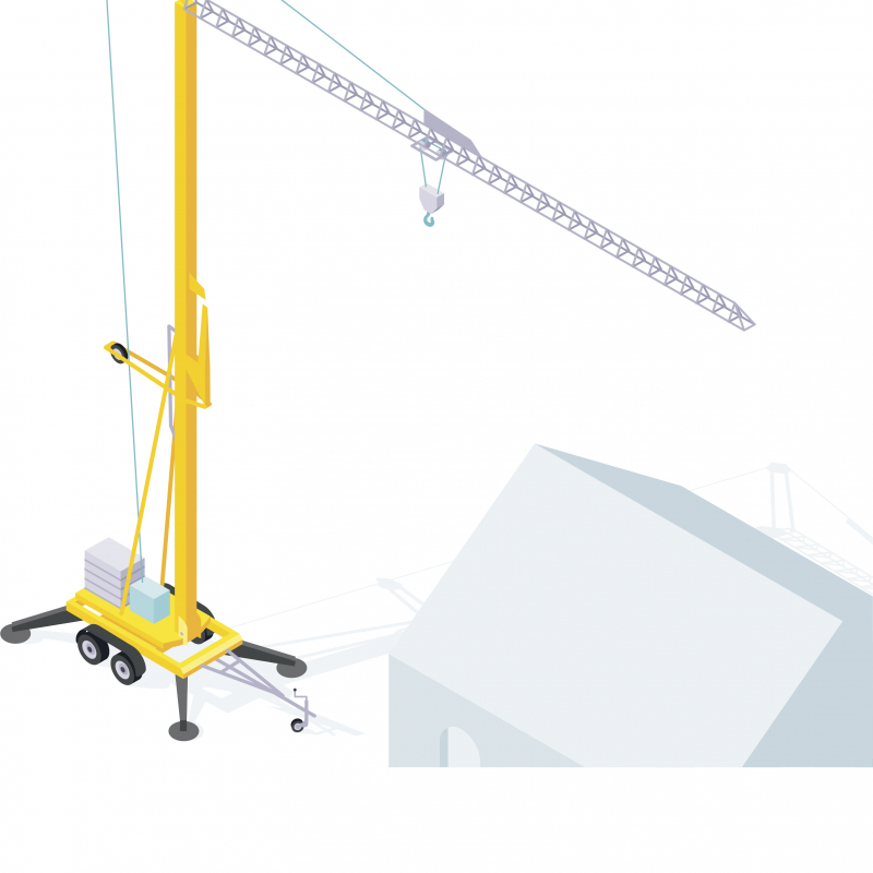 Réaliser des travaux de couverture au moyen d'une grue à montage rapide