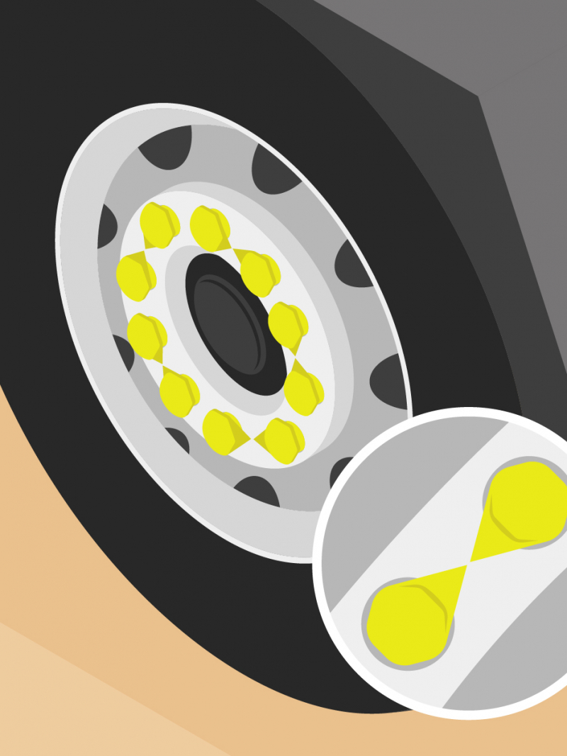 Pack De 25 Indicateurs D'écrou De Roue Jaune 19 Mm Sécurité