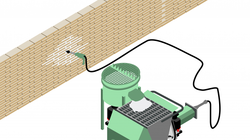 Réaliser des joints de murs  avec une pompe à vis et un malaxeur compact