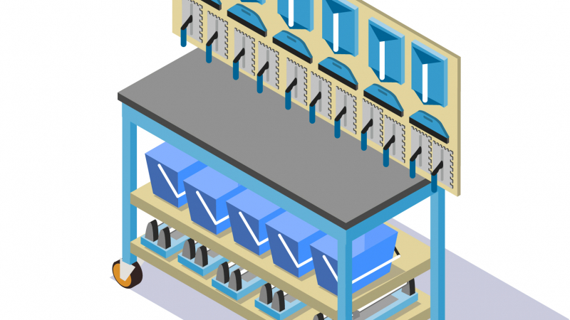 Optimiser le rangement d'un atelier carrelage en CFA avec des panoplies servantes