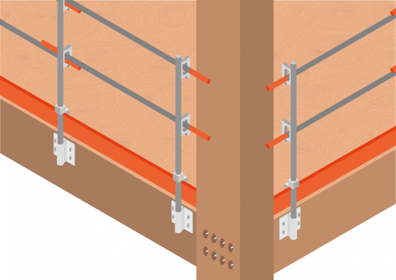 S16018 - Fixation garde-corps sur poutre bois