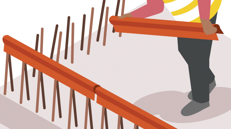 Une gouttière de protection des fers à béton en attente