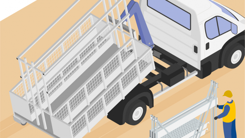 Un container sur berce pour faciliter le transport et la manutention des échafaudages