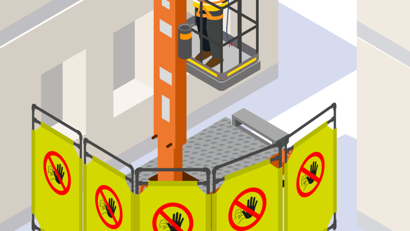 Une barrière de signalisation facile à mettre en place pour des travaux en intérieur