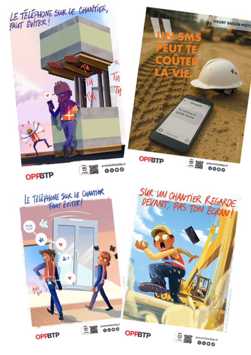 Risques liés au téléphone sur le chantier : un pack d'affiches pour sensibiliser vos compagnons