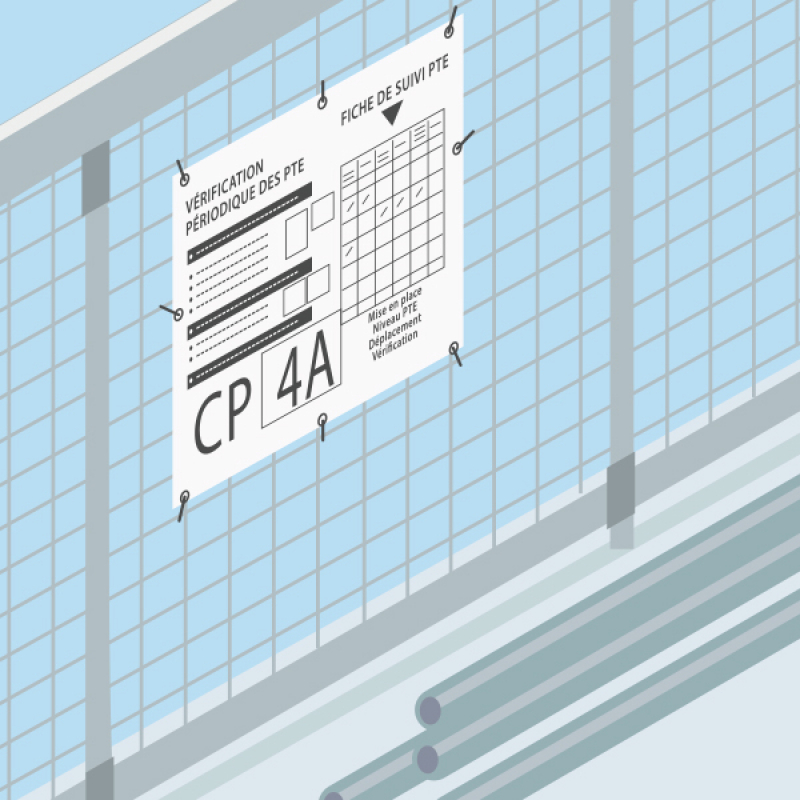 Panneau d'affichage des consignes et vérifications journalières des plates-formes de travail en encorbellement