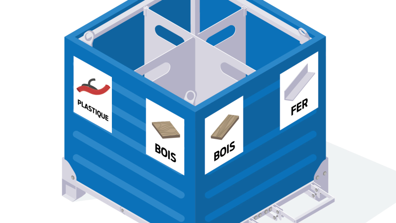 Un bac adapté au tri des déchets sur les postes de travail