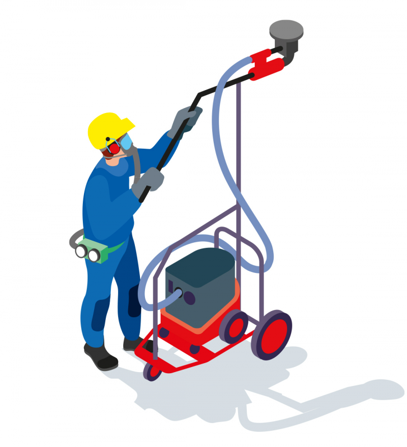 Poncer du béton contenant de la silice cristalline sur murs et plafonds