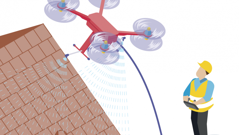 Démousser les toitures peu accessibles avec un drone pulvérisateur